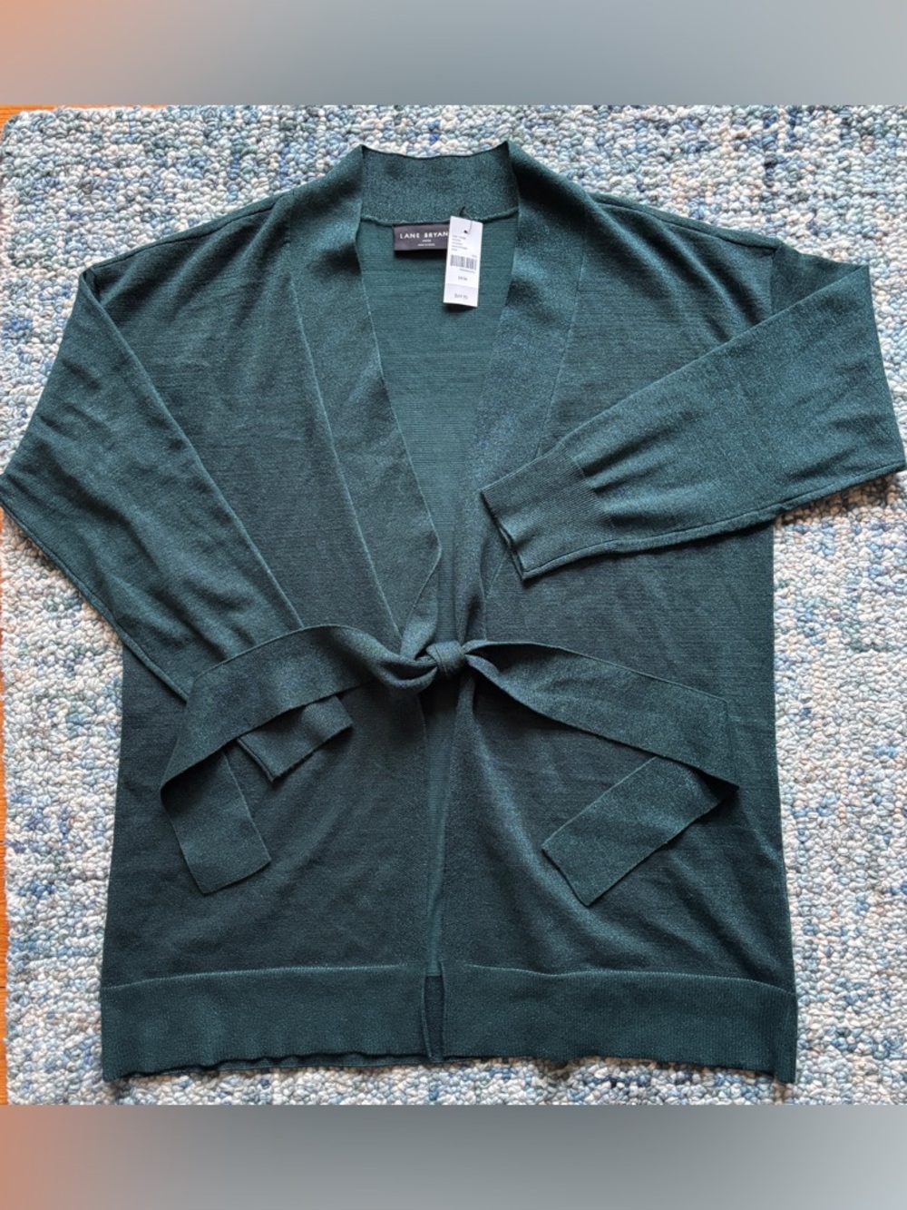 NWT Lane Bryant Forest Green Classic Tie-Waist Shine Open Front Cardigan 14/16